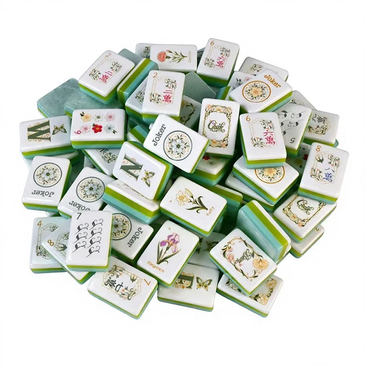 Elegant Floral Acrylic Mahjong Tiles