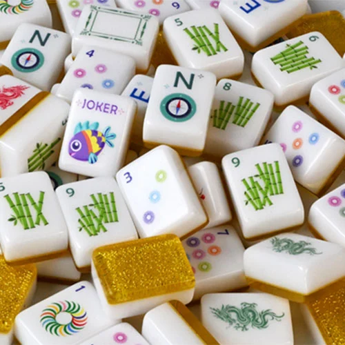 Golden Glitter Acrylic Mahjong Tiles
