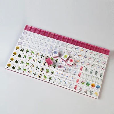 Pink Glitter Acrylic Mahjong Tiles