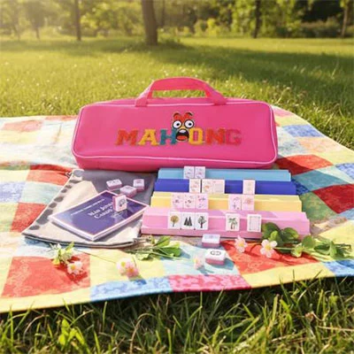 Pink Cartoon Emoji Mahjong Set