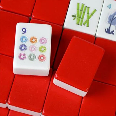 Vibrant Red Melamine Mahjong Tiles